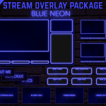 Twitch Overlay Package With Neon Lights in Blue Colors