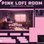 Twitch Overlay Package in Pink LoFi Style
