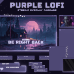 Twitch Overlay Package in Purple LoFi Style