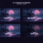 Twitch Overlay Package in Purple LoFi Style