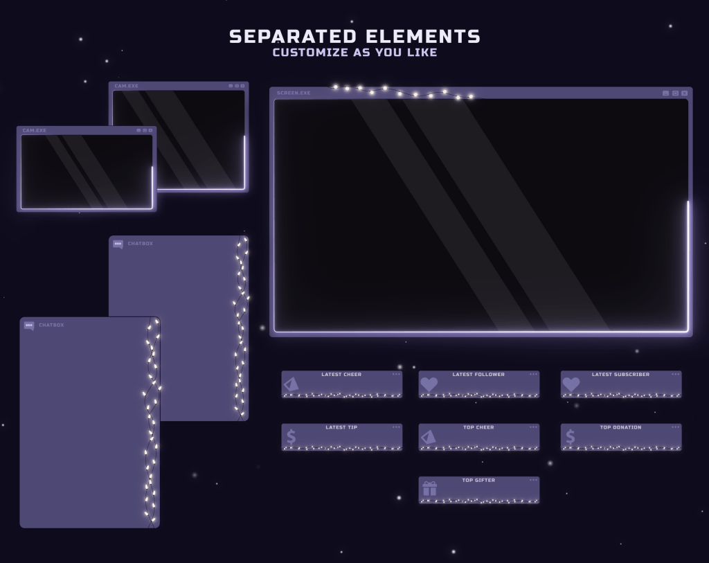 Twitch Overlay Package in Purple LoFi Style