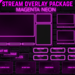 Twitch Overlay Package With Neon Lights in Magenta Colors