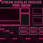 Twitch Overlay Package With Neon Lights in Pink Colors