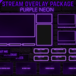Twitch Overlay Package With Neon Lights in Purple Colors