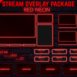 Twitch Overlay Package With Neon Lights in Red Colors
