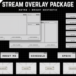 Twitch Overlay Package in bright colors with Retro Computer style