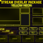 Twitch Overlay Package With Neon Lights in Yellow Colors