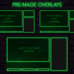 Twitch Overlay Package With Neon Lights in Green Colors