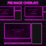 Twitch Overlay Package With Neon Lights in Magenta Colors