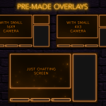 Twitch Overlay Package With Neon Lights in Gold Colors