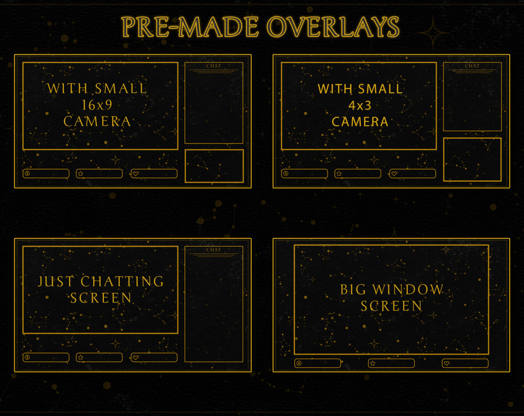 Twitch Overlay Package in Celestial Stars style