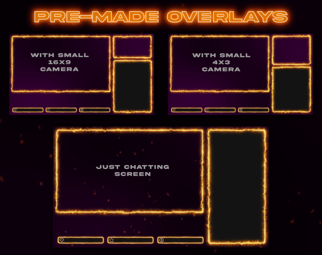 Twitch Overlay Package in Electric Fire style