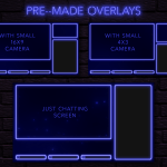 Twitch Overlay Package With Neon Lights in Blue Colors