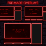 Twitch Overlay Package With Neon Lights in Red Colors
