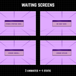 Twitch Overlay Package in purple colors with Retro Computer style
