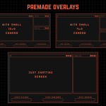 Twitch Overlay Package in Black and Orange colors with Retro Computer style