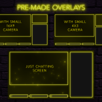 Twitch Overlay Package With Neon Lights in Yellow Colors