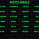 Twitch Overlay Package With Neon Lights in Green Colors