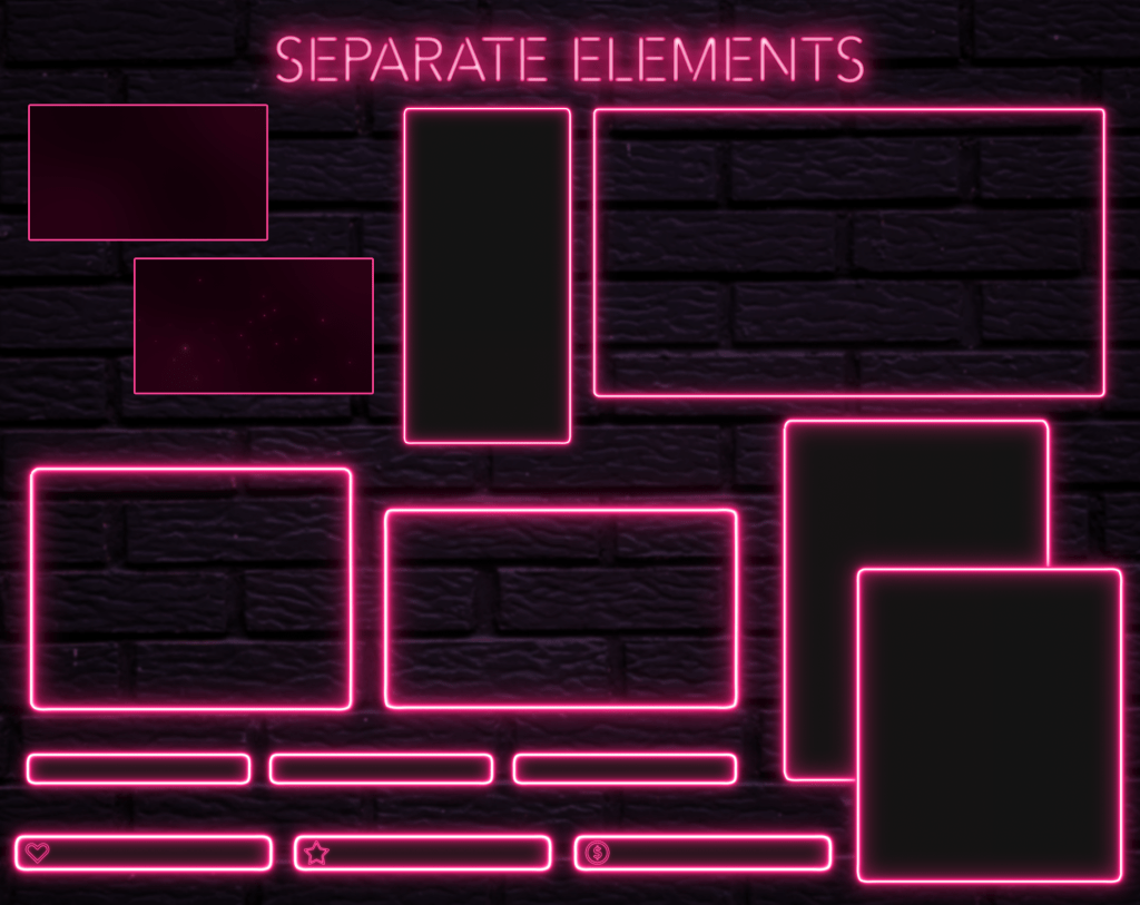 Twitch Overlay Package With Neon Lights in Pink Colors