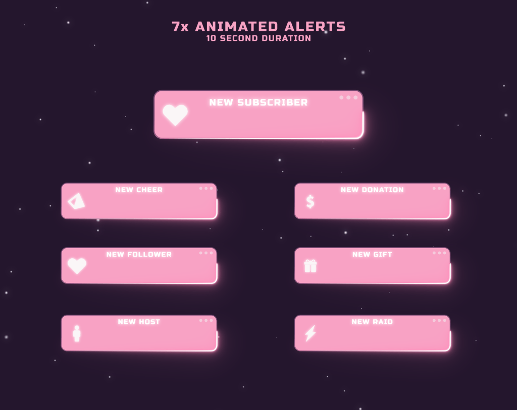 Twitch Overlay Package in Pink LoFi Style
