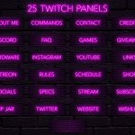 Twitch Overlay Package With Neon Lights in Magenta Colors