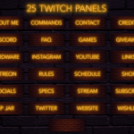 Twitch Overlay Package With Neon Lights in Gold Colors