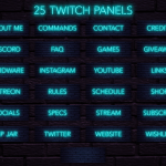 Twitch Overlay Package With Neon Lights in Cyan Colors