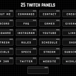 Twitch Overlay Package in dark colors with Retro Computer style