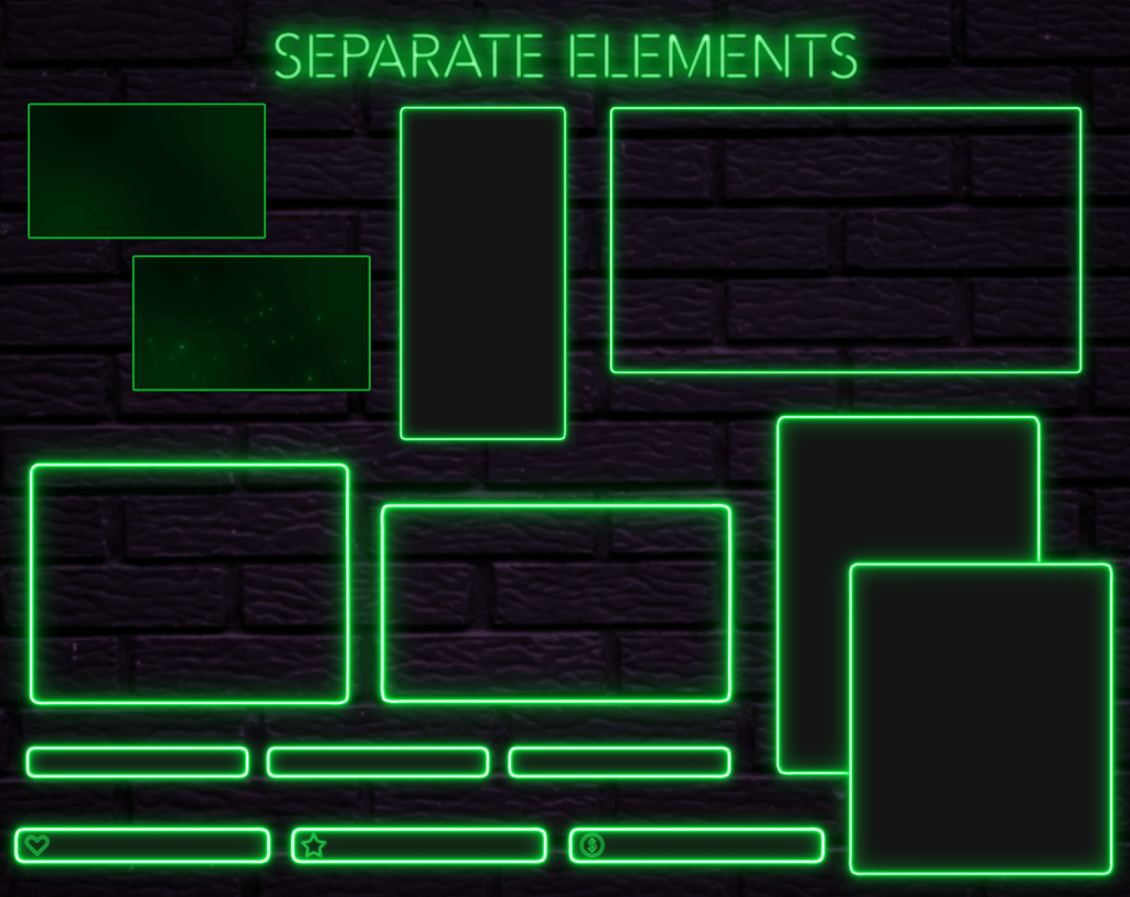 Twitch Overlay Package With Neon Lights in Green Colors