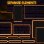 Twitch Overlay Package With Neon Lights in Gold Colors