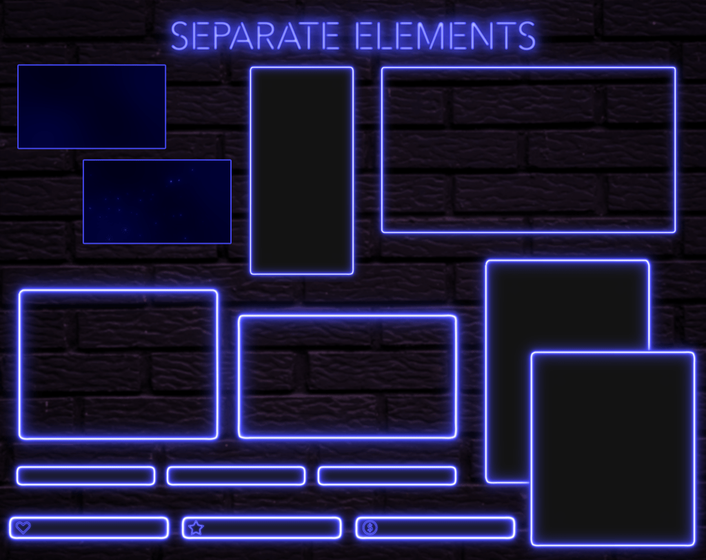 Twitch Overlay Package With Neon Lights in Blue Colors