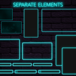 Twitch Overlay Package With Neon Lights in Cyan Colors
