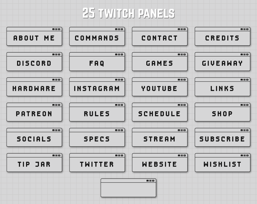 Twitch Overlay Package in bright colors with Retro Computer style