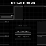 Twitch Overlay Package in dark colors with Retro Computer style