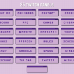 Twitch Overlay Package in purple colors with Retro Computer style