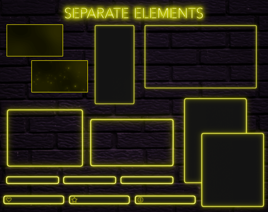 Twitch Overlay Package With Neon Lights in Yellow Colors