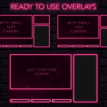 Twitch Overlay Package With Neon Lights in Pink Colors