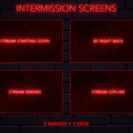 Twitch Overlay Package With Neon Lights in Red Colors