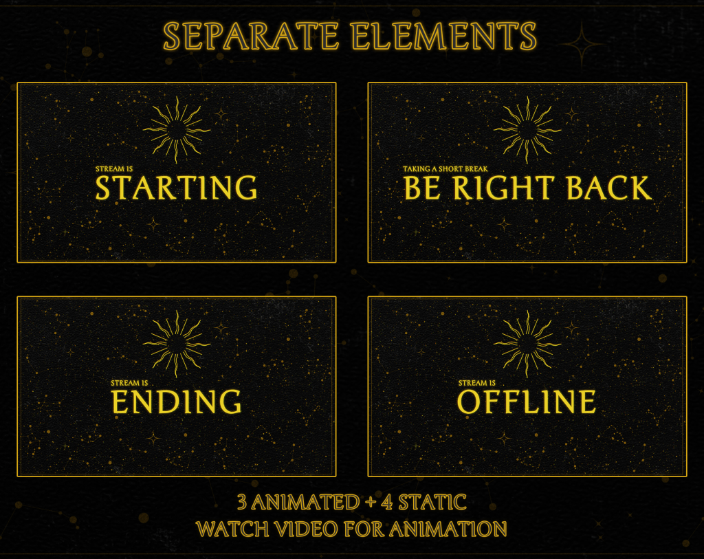 Twitch Overlay Package in Celestial Stars style