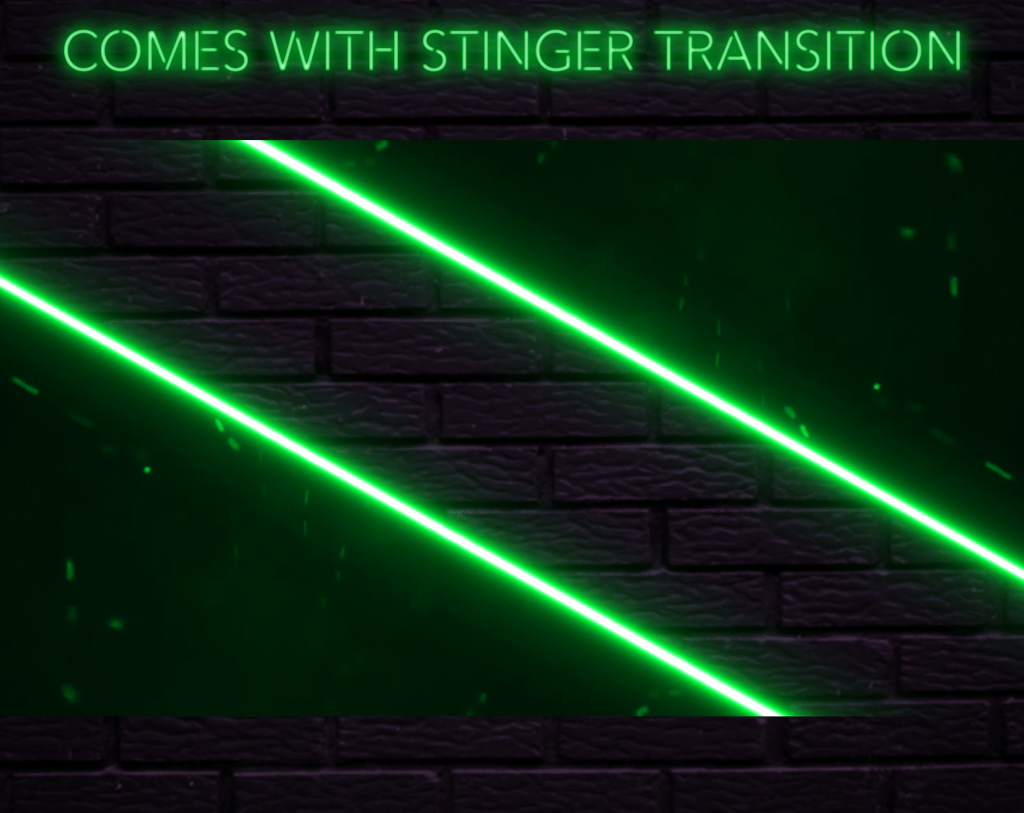 Twitch Overlay Package With Neon Lights in Green Colors
