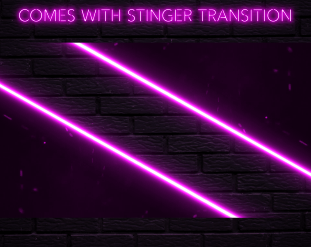Twitch Overlay Package With Neon Lights in Magenta Colors