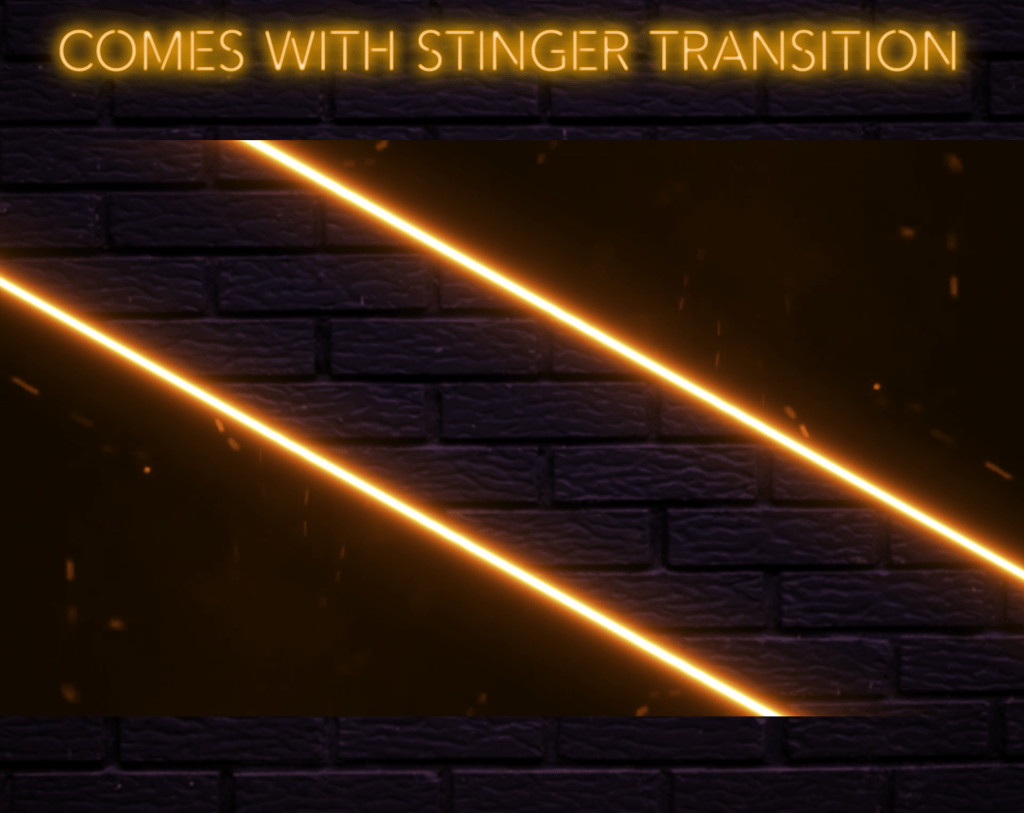 Twitch Overlay Package With Neon Lights in Gold Colors