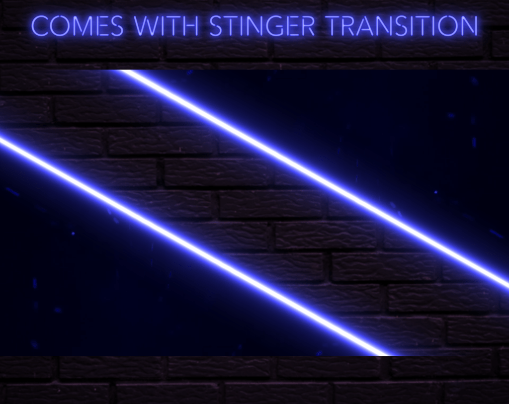 Twitch Overlay Package With Neon Lights in Blue Colors
