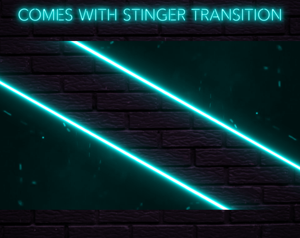 Twitch Overlay Package With Neon Lights in Cyan Colors