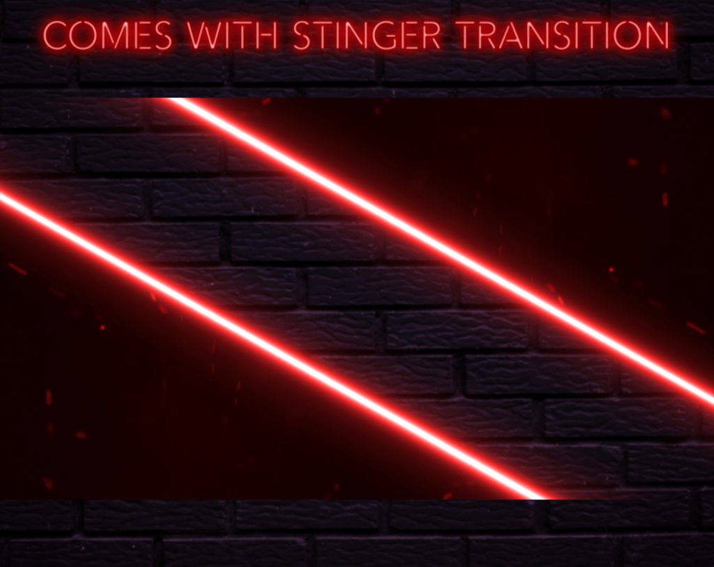Twitch Overlay Package With Neon Lights in Red Colors