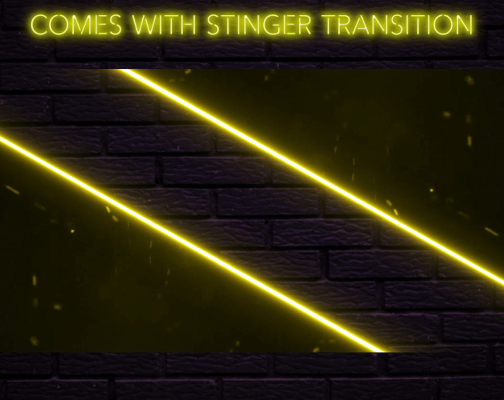 Twitch Overlay Package With Neon Lights in Yellow Colors