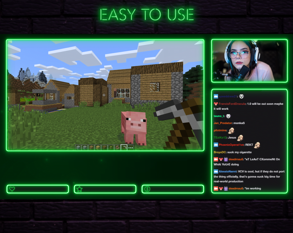 Twitch Overlay Package With Neon Lights in Green Colors