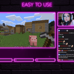 Twitch Overlay Package With Neon Lights in Magenta Colors