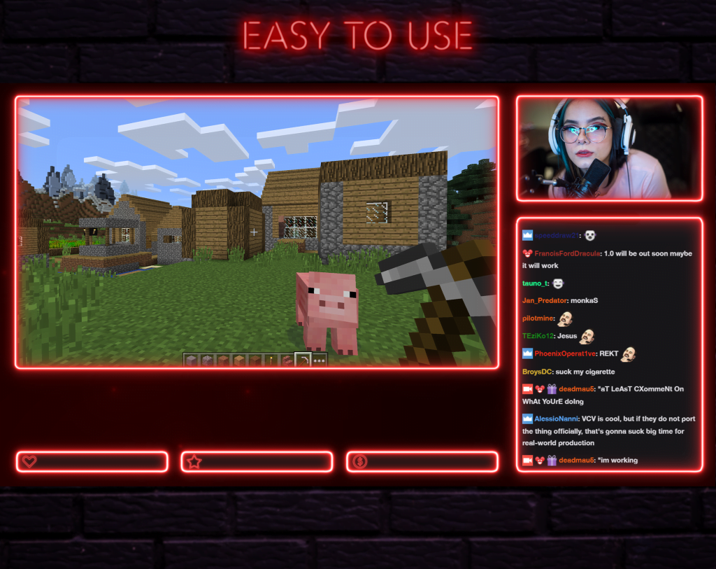 Twitch Overlay Package With Neon Lights in Red Colors