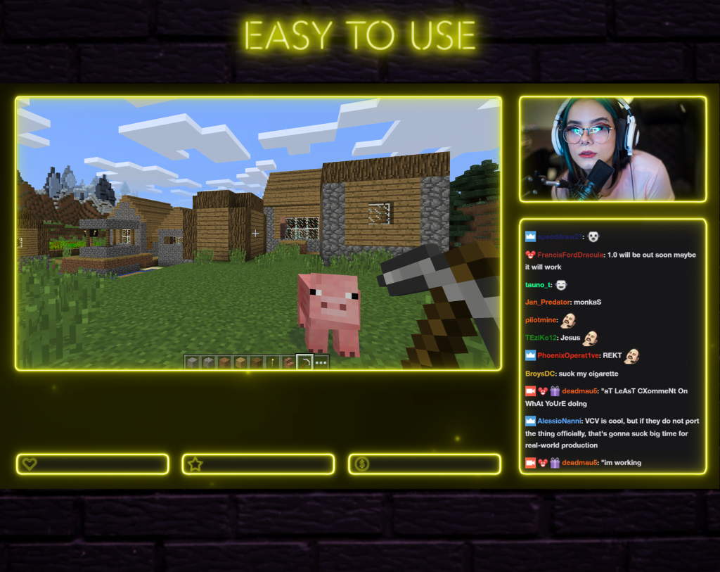 Twitch Overlay Package With Neon Lights in Yellow Colors